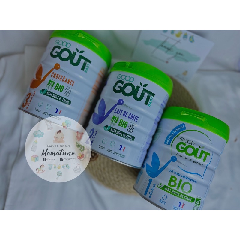 Sữa hữu cơ Good gout Pháp số 1 2 3 400g-800g date 2023