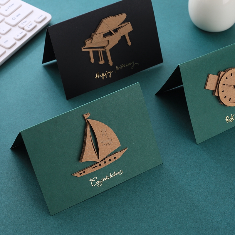 Thiệp chúc mừng sinh nhật bằng giấy kraft 3D kiểu phong bì