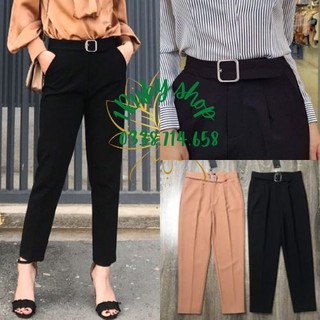 Quần Baggy Nữ Đai Vuông🍀FRRESHIP🍀Quần Tây Nữ 9 Tấc Form Chuẩn Vải Cao Cấp Không Nhăn