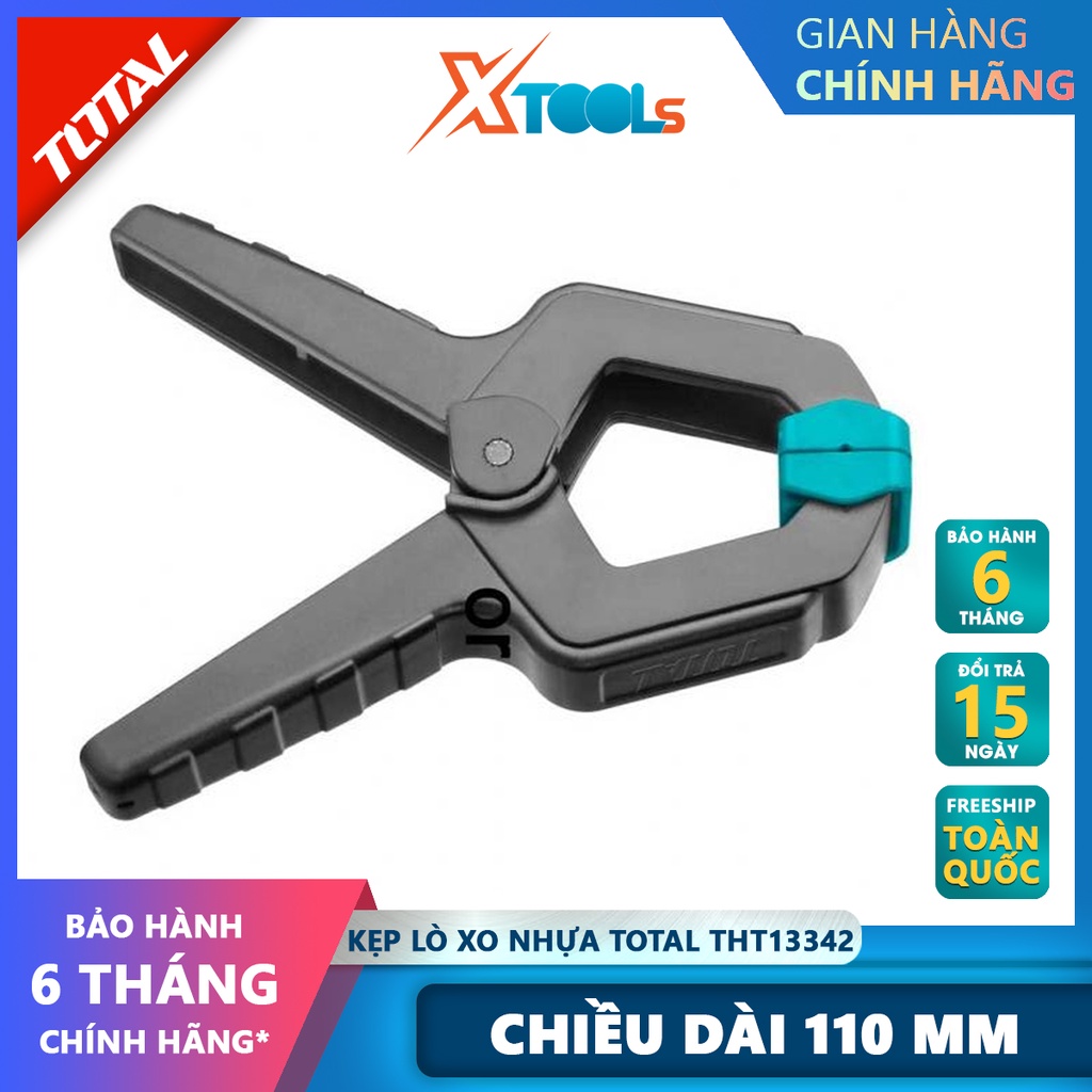 Kẹp lò xo nhựa Total THT13342 | Kẹp nhựa cố định Kích thước 4" Chiều dài 110mm Lực kẹp 12KGS, kẹp chắc chắn, lực kẹp mạn