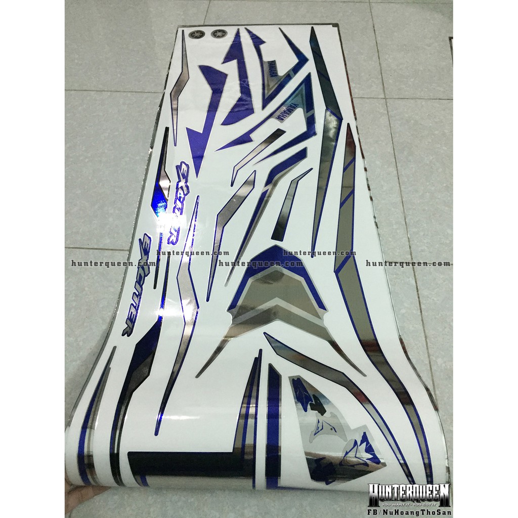 Tem rời Exciter 2011. Chất liệu CROM, tem chỉ xanh bạc . Ex 135 đời 2011 đến 2014.