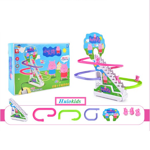 Bộ đồ chơi heo Peppa, chó cứu hộ, leo cầu thang có nhạc và có đèn vui nhộn cho bé