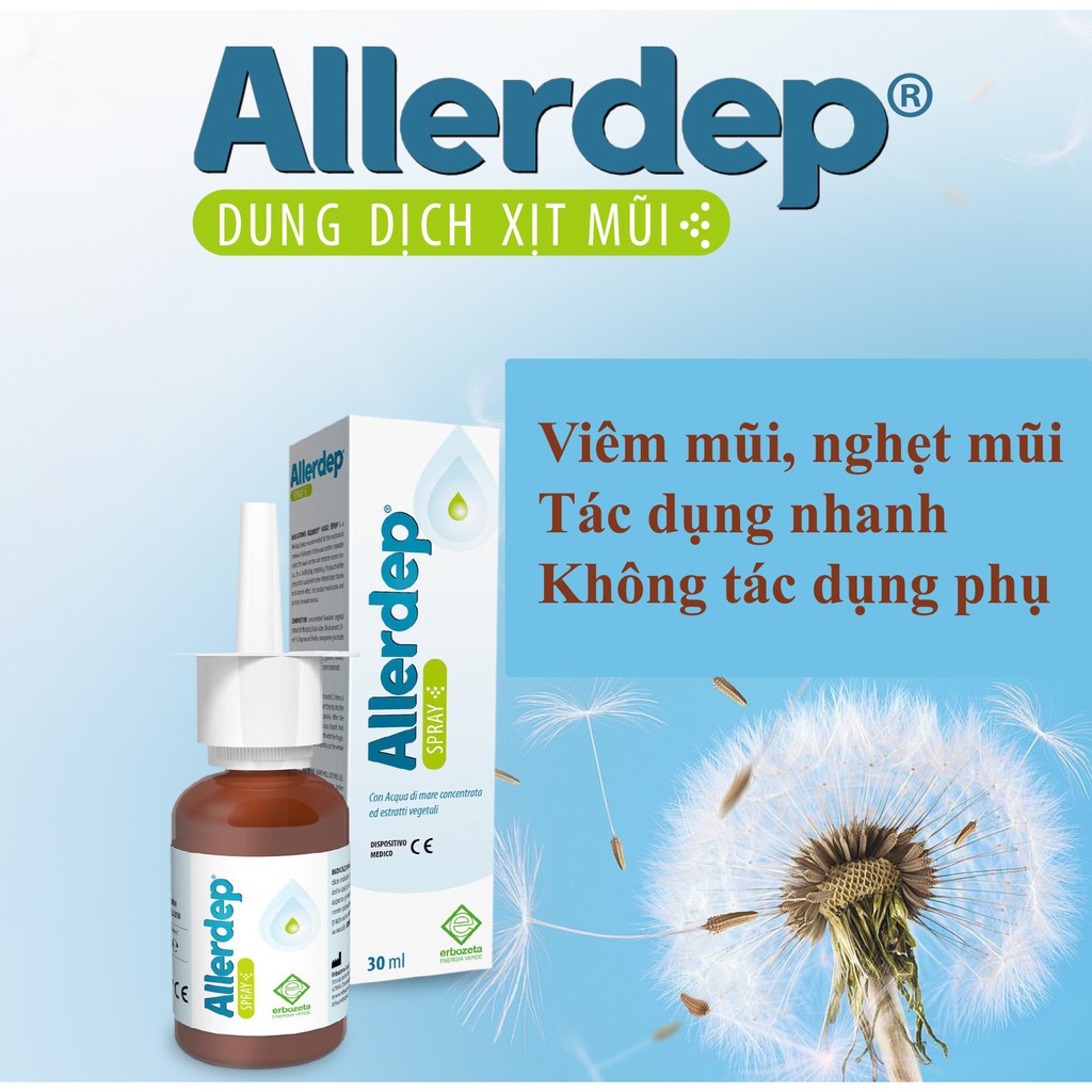 Giảm Nghẹt Mũi, Viêm Mũi Trẻ Em &amp; Người Lớn Allerdep Lọ Xịt 30ml