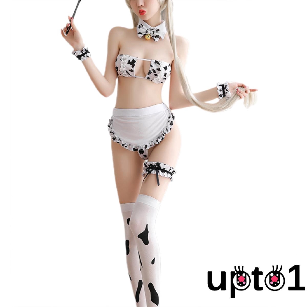 ✿Sc♚Women´s Cute Cow Sexy Lingerie Role Play Sexy Three-point Uniform Temptation Suit 11 Pieces | BigBuy360 - bigbuy360.vn