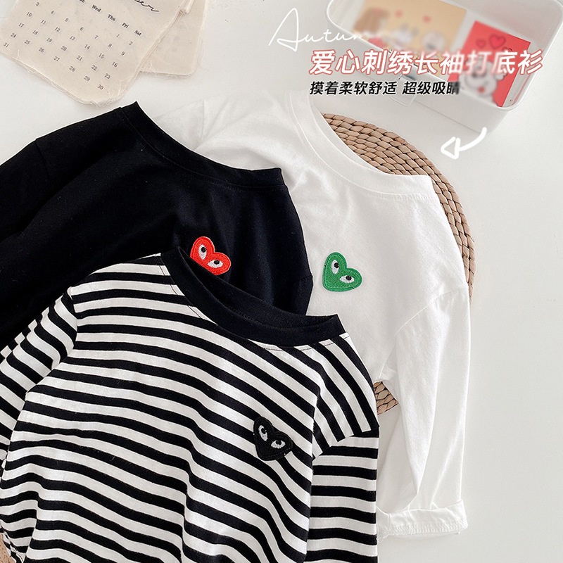Áo thun tay dài cổ tròn màu trơn phong cách Hàn Quốc thời trang mùa thu mới cho bé