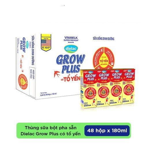 Thùng 48 hộp SỮA BỘT PHA SẴN DIELAC GROW PLUS CÓ TỔ YẾN 180ML