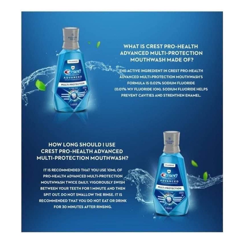 Nước súc miệng Crest 1L ⚡ CAM KẾT CHẤT LƯỢNG ⚡ Nước súc miệng loại bỏ ố vàng răng, làm trắng nhanh Hàng nội địa Mỹ