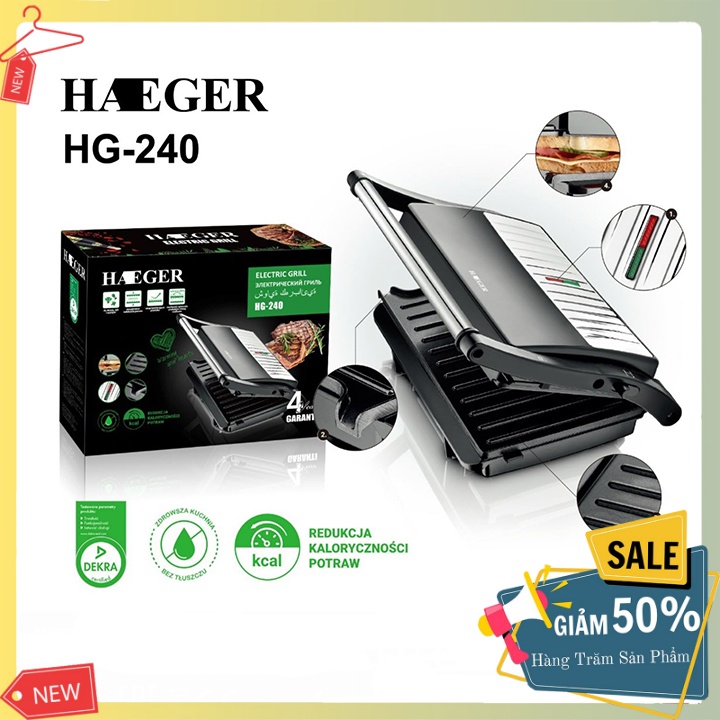 Máy nướng bánh thịt - Máy kẹp bánh mỳ HAEGER 1000W