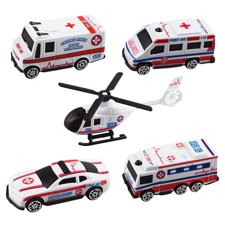 Set xe và máy bay đồ chơi cứu hỏa, cứu thương