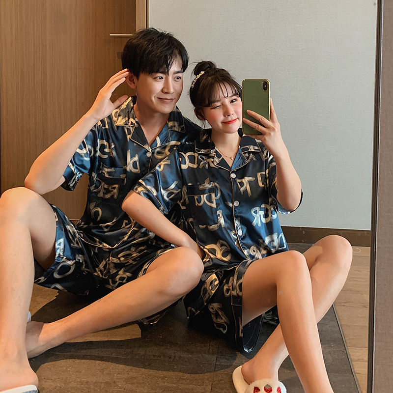 Set Đồ Ngủ Bằng Lụa Satin Phong Cách Hàn Quốc Dành Cho Cả Nam Và Nữ