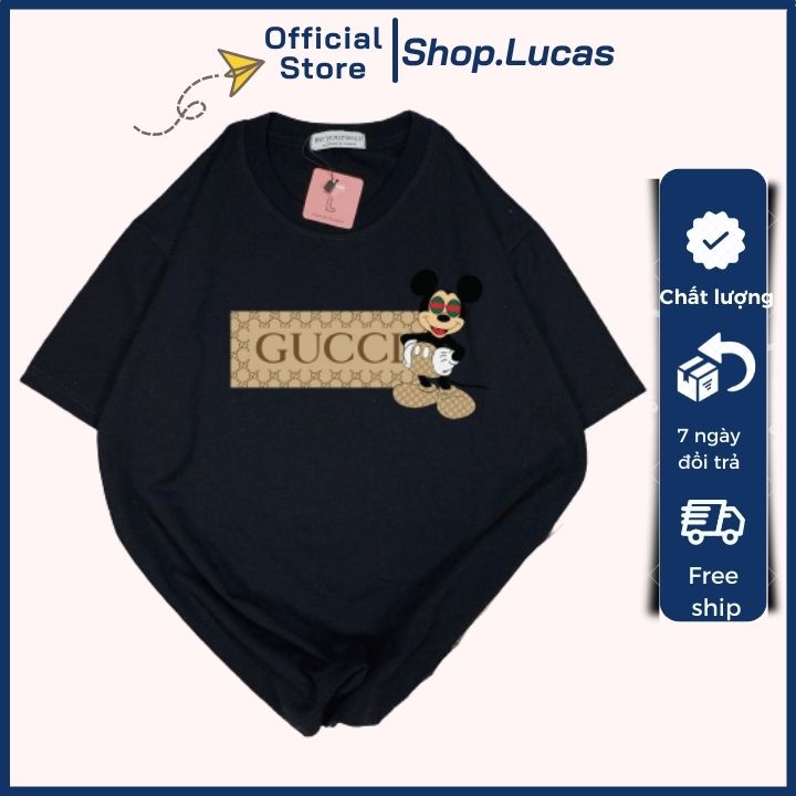 Áo Thun Nam Nữ Unisex Áo Phông form rộng tay ngắn giấu quần Chuột Mickey Guccci bigsize XXL 2XL shop.lucas