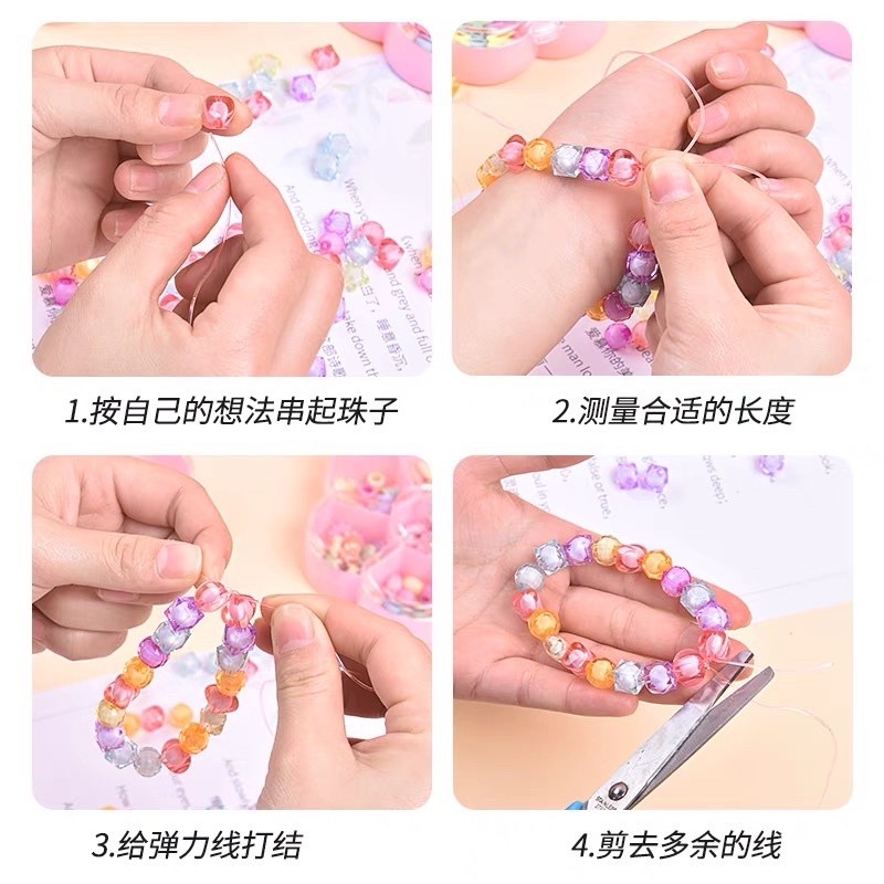 Set Phụ Kiện Xỏ Lỗ Làm Vòng Tay Đồ Công Cho Bé Gái