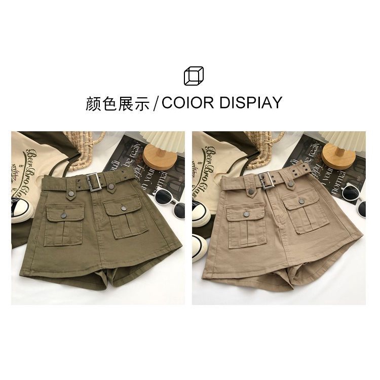 With belt high waist design feeling denim skirt girls 2022 summer Korean version of the A-shaped buttocks skirt