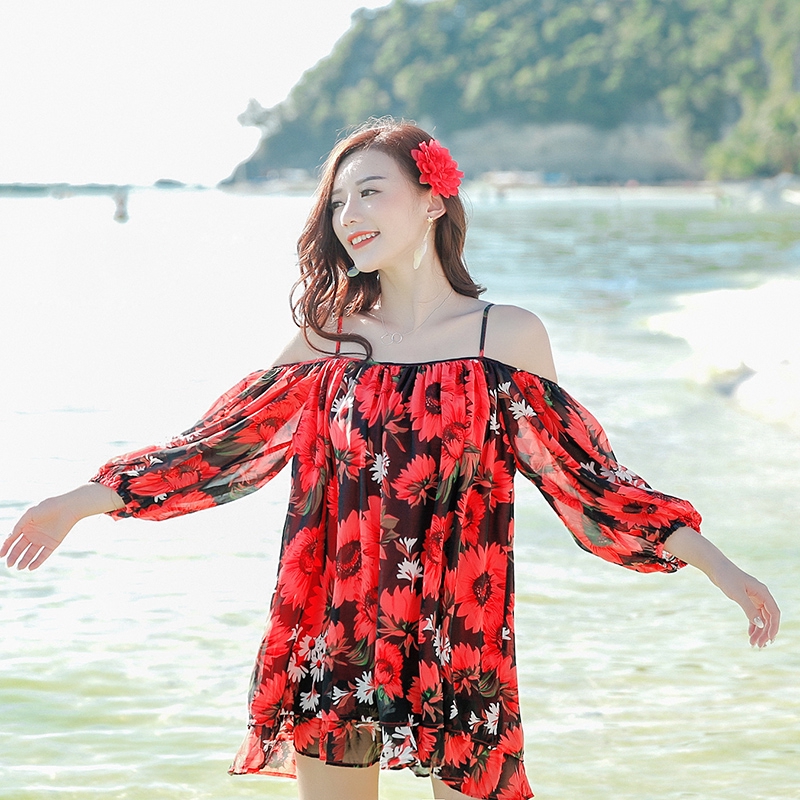 Đầm Chiffon Tay Dài Dáng Rộng Hở Vai Thiết Kế Trẻ Trung Cho Nữ | BigBuy360 - bigbuy360.vn