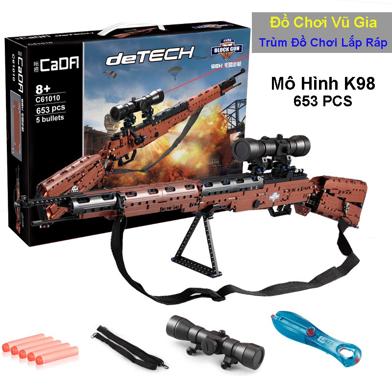 Bộ Đồ Chơi Xếp Hình CaDA C61010 Lắp Ráp Kiểu LEGO Mô Hình PUBG Súng K98 653 Mảnh Ghép ( HOT