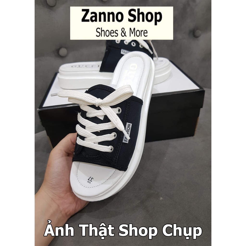 Dép Quai Ngang Nữ Dây Buộc Màu Đen Siêu HOT 2022, Dép Đế Bánh Mỳ Cao 3cm Form Ôm Chân