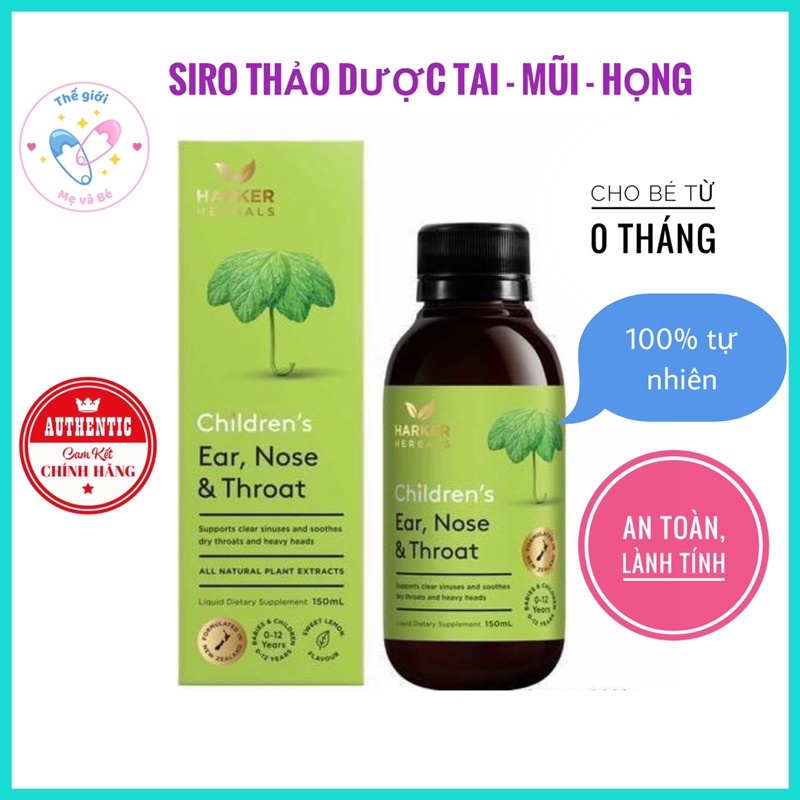 Siro Harker Herbals xanh lá tai mũi họng cho bé 150ml