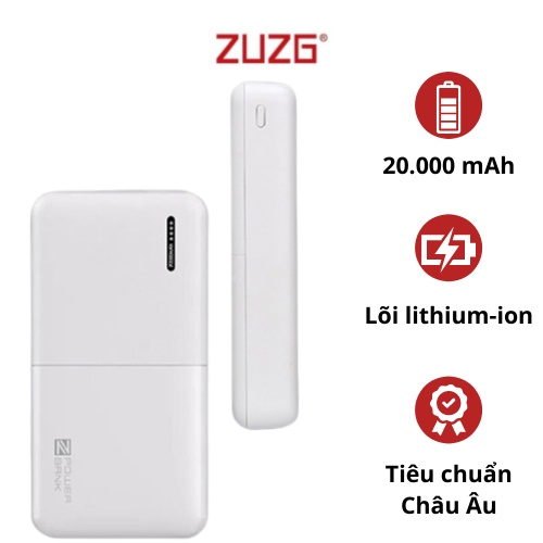 Sạc dự phòng 20000mah ZUZG cho Iphone HUAWEI Samsung J02