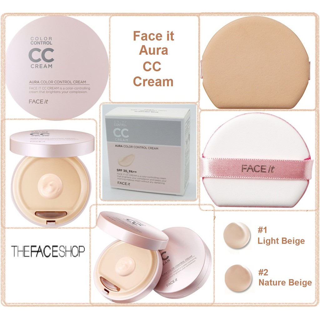 Kem Nền Kiềm Dầu CC Cream Face It Aura Color Control Cream [ SPF 30 PA +++ ]