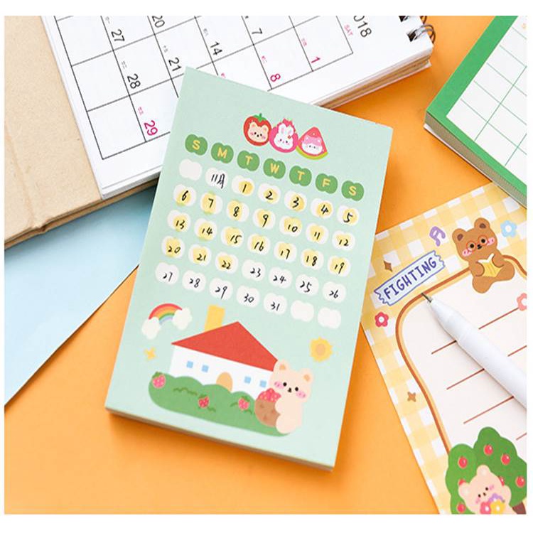 Set 50 tờ giấy note hình gấu tone pastel ghi chép bài học