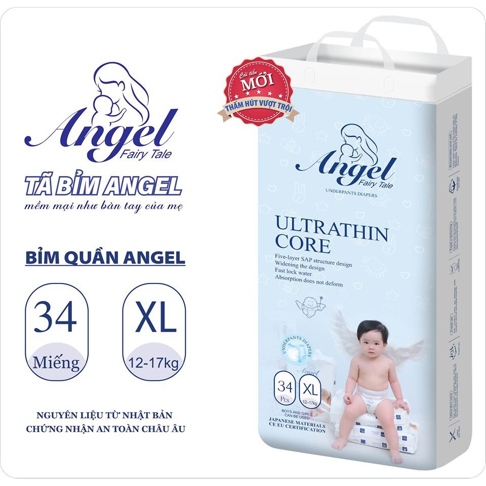 Bỉm Dán/Quần ANGEL XANH BÌNH DÂN Ultra Absorbent đủ size NB62/S58/M54/L50/XL46/M38/L36/XL34/XXL32/XXXL30