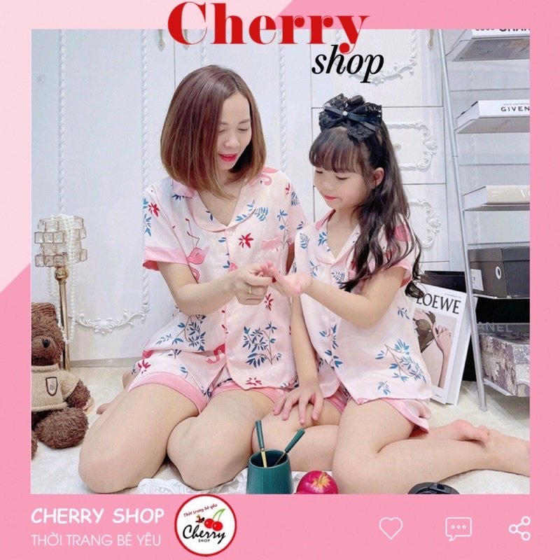 Set bộ pijama cho mẹ và bé lụa mango mềm mịn có thể mặc đôi mẹ bé siêu xinh