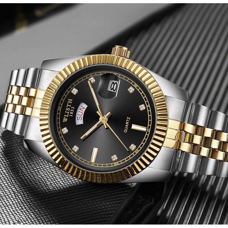 Đồng Hồ Nam Cao Cấp Wlisth R-33 Dây Thép Không Gỉ, Tráng Sapphiare, Kim Dạ Quang ( Mã: WL1X)