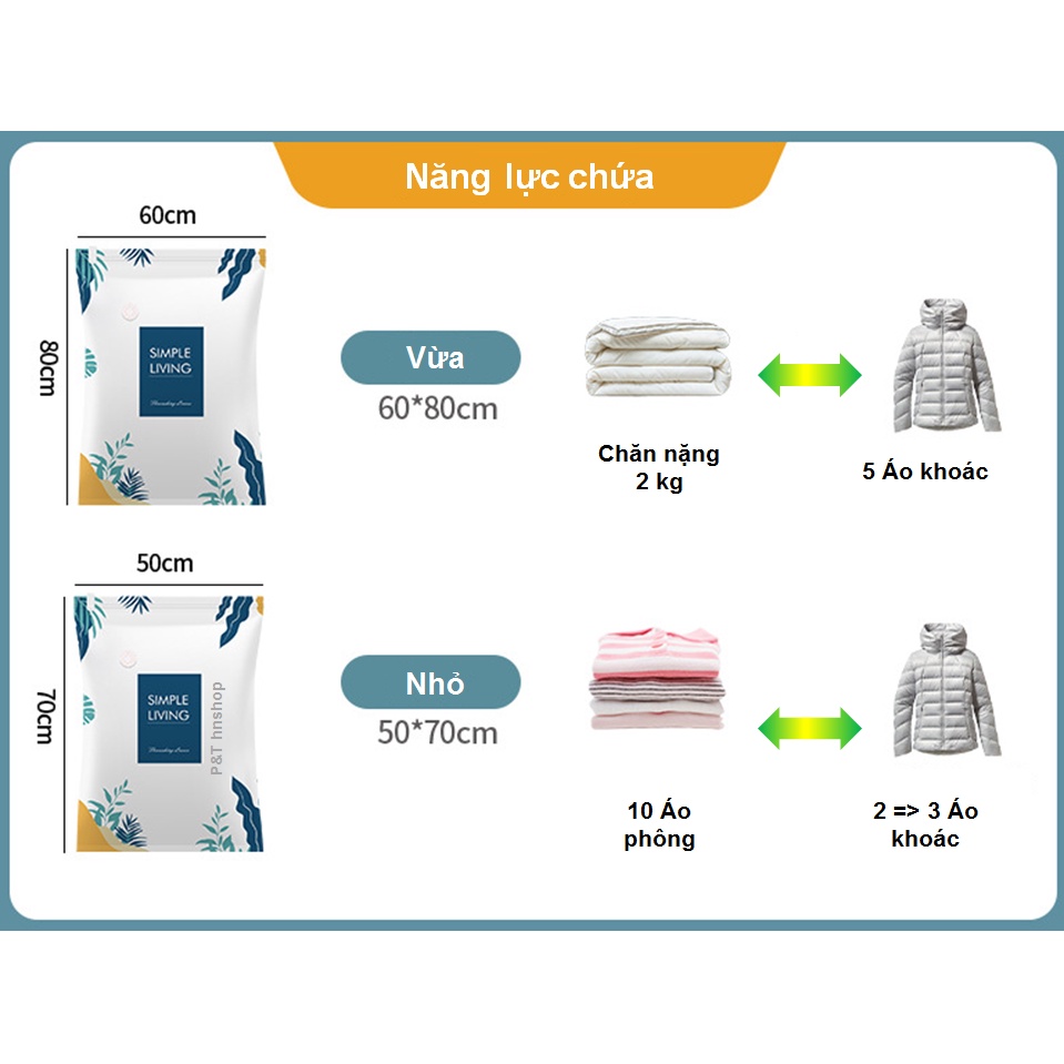 Túi Hút Chân Không Đựng Quần Áo, Chăn Màn SIMPLE LIVING