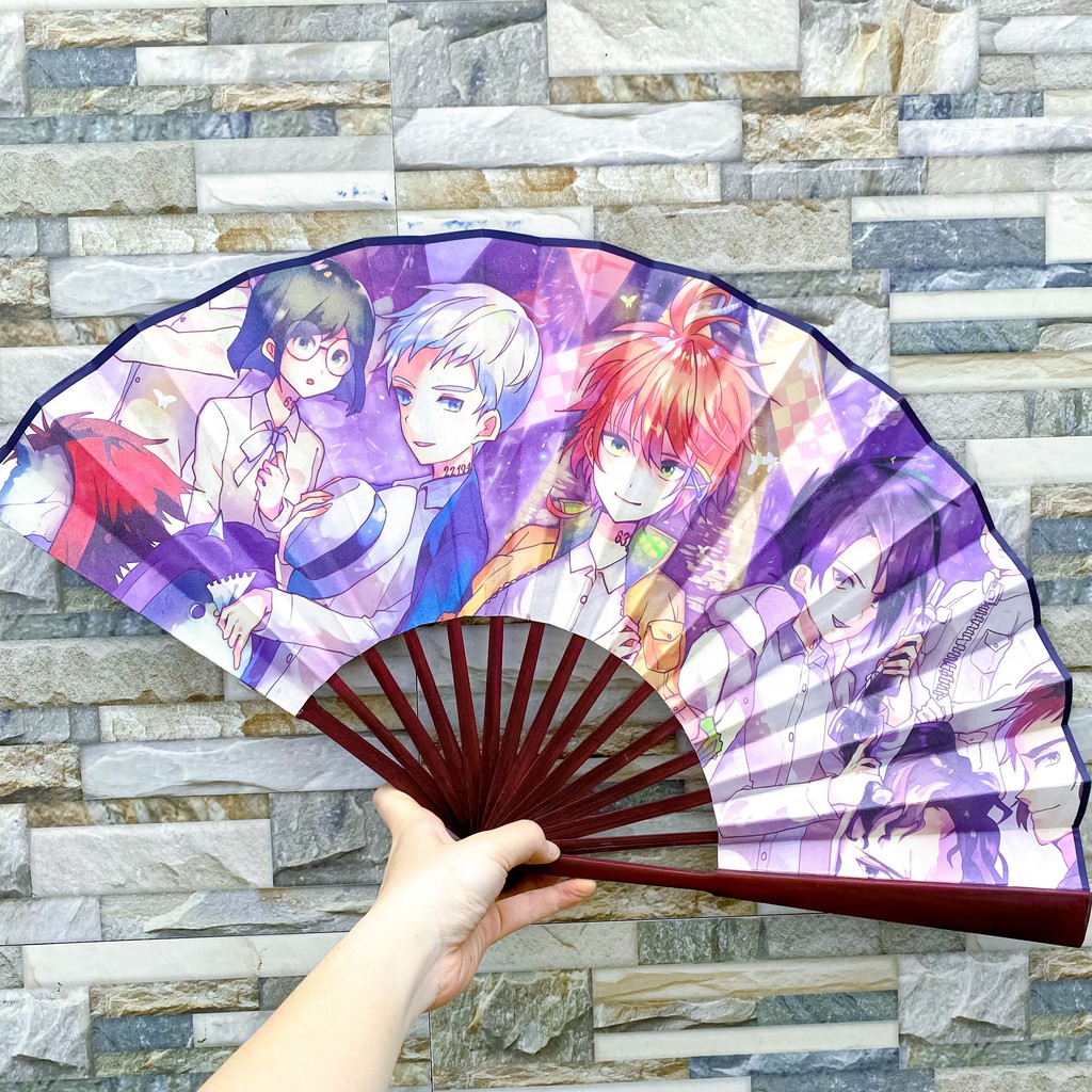 Quạt xếp cầm tay nan 31 in hình Miền Đất Hứa The Promised Neverland anime chibi xinh xắn