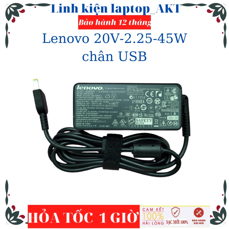 Sạc Laptop Lenovo 20V-2.25A-45W-ZIN chân vuông USB Lenovo G40 G40-30 G40-70 ThinkPad T460 T470 ThinkPad X1