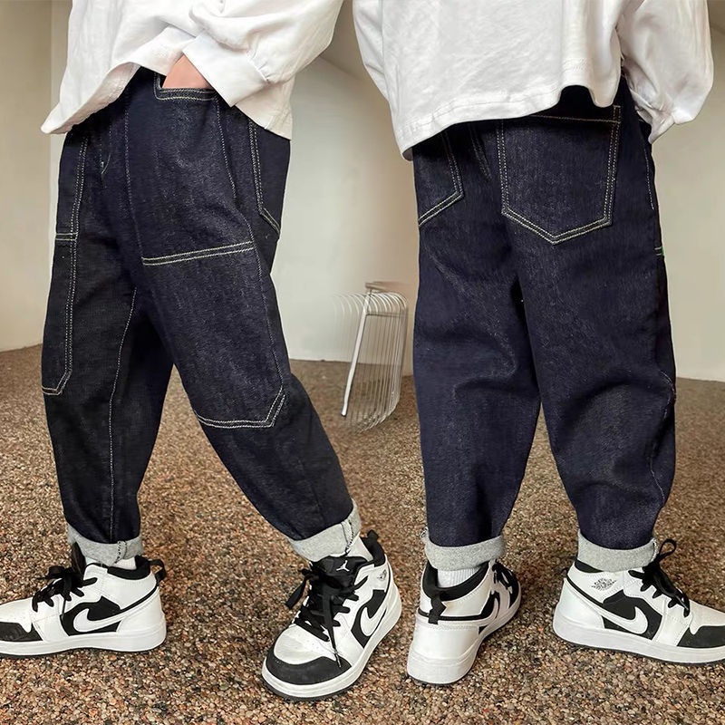 Quần Jean Dài Dáng Rộng Cỡ Lớn Thời Trang Thu Đông 2022 Mới Cho Bé Trai