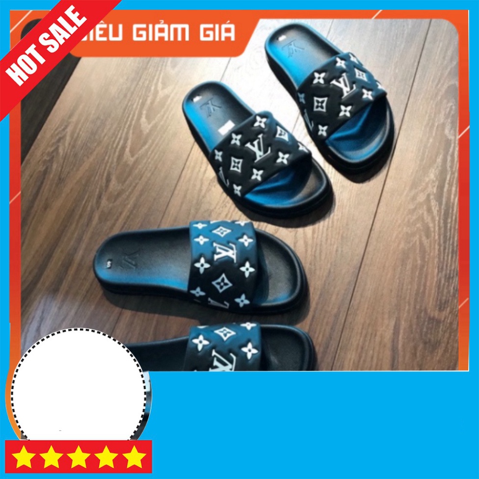 DÉP QUAI NGANG LV VÂN HOA TRẮNG - DÉP NAM EO VI QUAI HOA TrungPii Siêu rẻ shopee