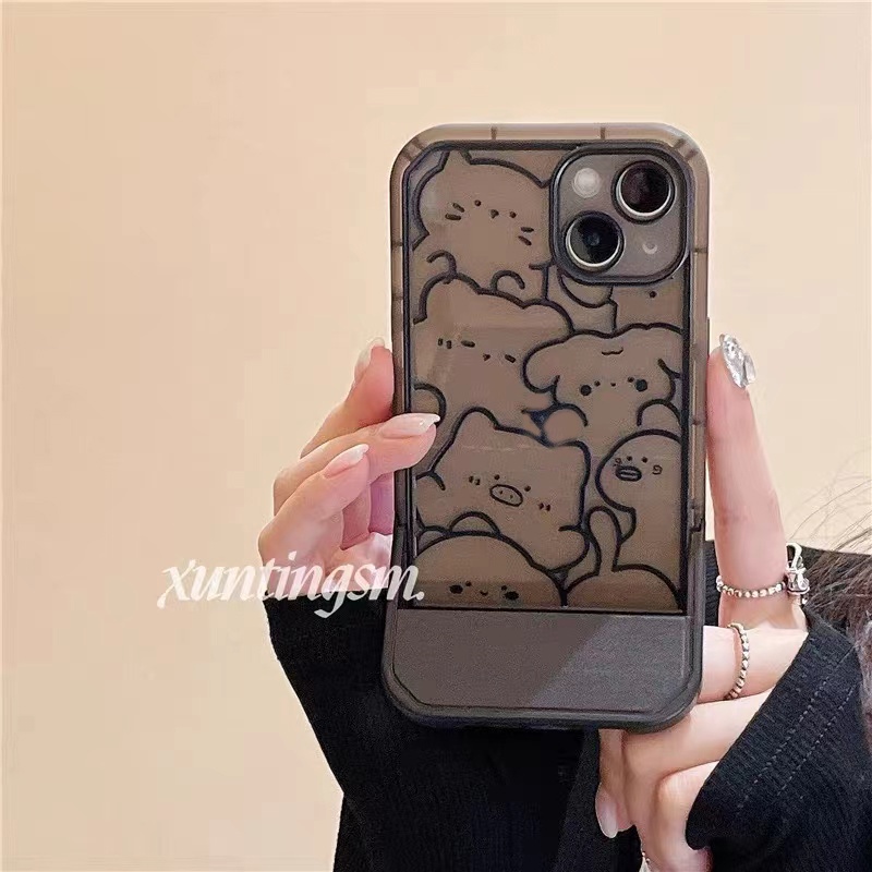 Ốp Điện Thoại TPU Silicon Mềm Trong Suốt Có Giá Đỡ Dễ Thương Cho iPhone 12 13 SE2020 6 6S 7 8 Plus X XS XR 11 Pro Max