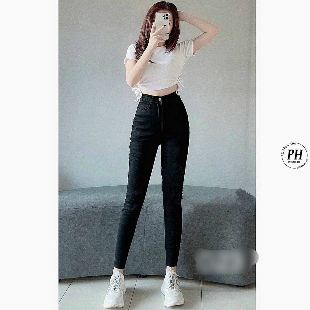 Quần Jeans Nữ Màu Đen - Quần Jeans Nữ Màu Đen, Dáng Bó Không Bao Giờ Lỗi Mốt