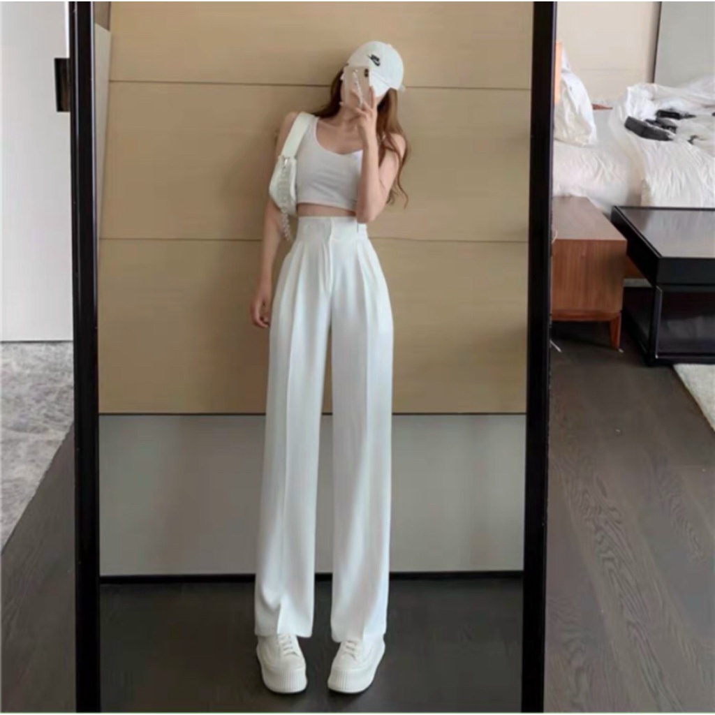 Quần ống suông lưng cao, 2 cúc form dài chất đẹp