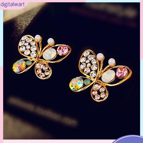 Cặp khuyên tai hình bươm bướm đính đá quý nhân tạo nhiều màu sắc cá tính dành cho nữ