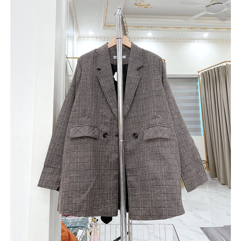 [ẢNH THẬT]Áo blazer Kẻ Xẻ Tay sang chảnh màu đen trơn, mầu trắng - dáng suông rộng trượt vạt bầu dáng rộng- áo khoác vét