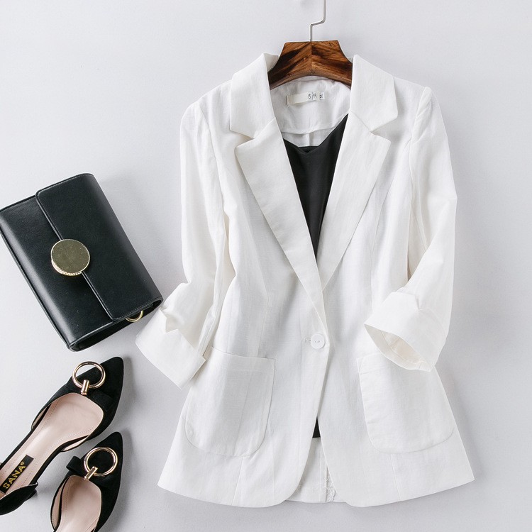 Áo vest blazer Linen nữ dáng lửng tay lỡ túi hộp, thời trang phong cách trẻ ...