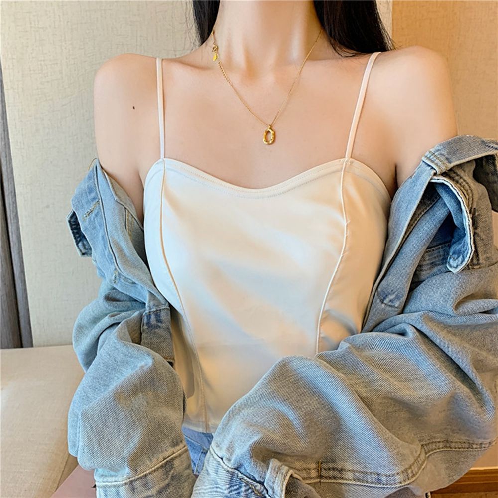 Áo sát nách bằng da PU dáng chữ U hở lưng cổ chữ V co giãn màu trơn kiểu nâng ngực quyến rũ dành cho nữ
