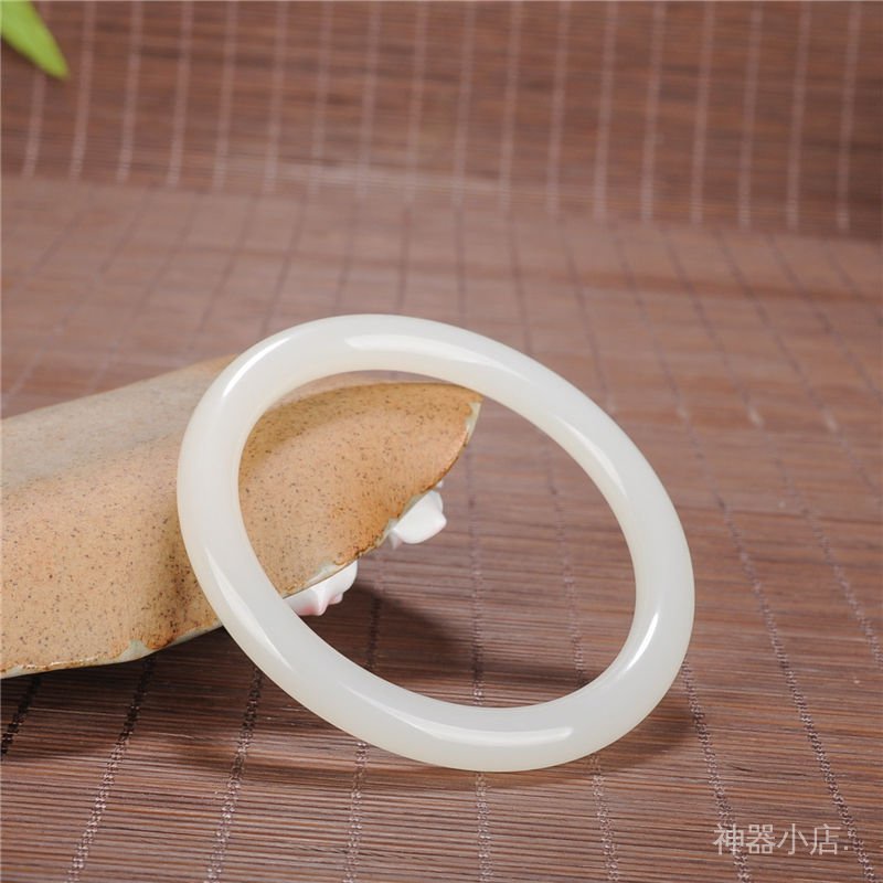 Xinjiang Hetian Lipid Vòng Tay Ngọc Bích Tròn B