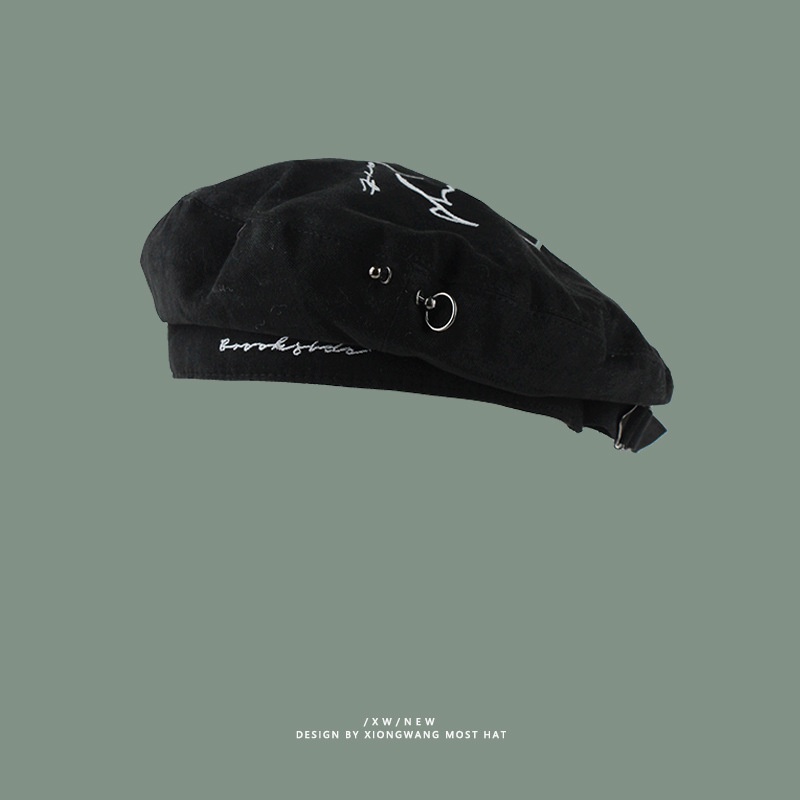 Mũ Beret thêu họa tiết phong cách hiphop cá tính cho nữ