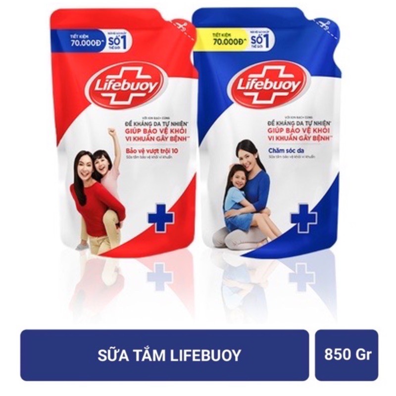 Sữa tắm Lifebuoy Bảo vệ khỏi vi khuẩn 850gr (Túi)