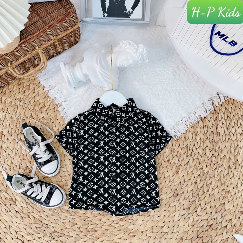 Áo sơ mi lụa cộc tay cho bé 8-25kg