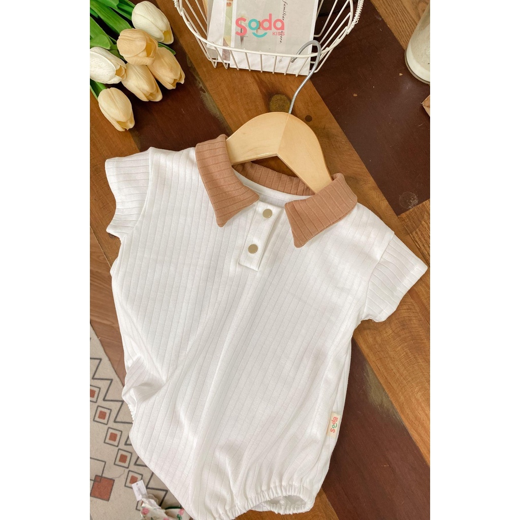 Body Polo cho bé trai Soda Kids phối màu nâu - trắng phong cách công tử