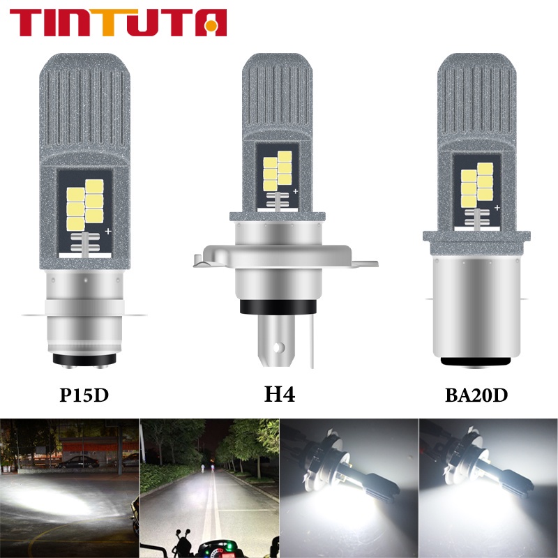 1 Bóng Đèn Pha LED H4 12V-80V H6 BA20D P15D 3030 Cho Xe Máy hai màu