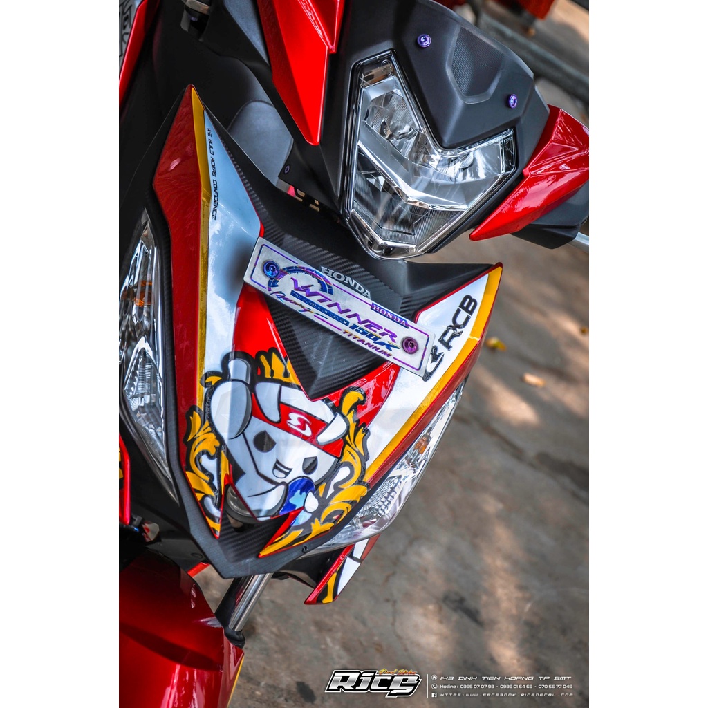 Tem Rời Dán Xe Winner V1 Mẫu RCB Racing Boy Đỏ Trắng Đen Cực Độc, Hàng 3 Lớp Chất Lượng Cao .Team Decal
