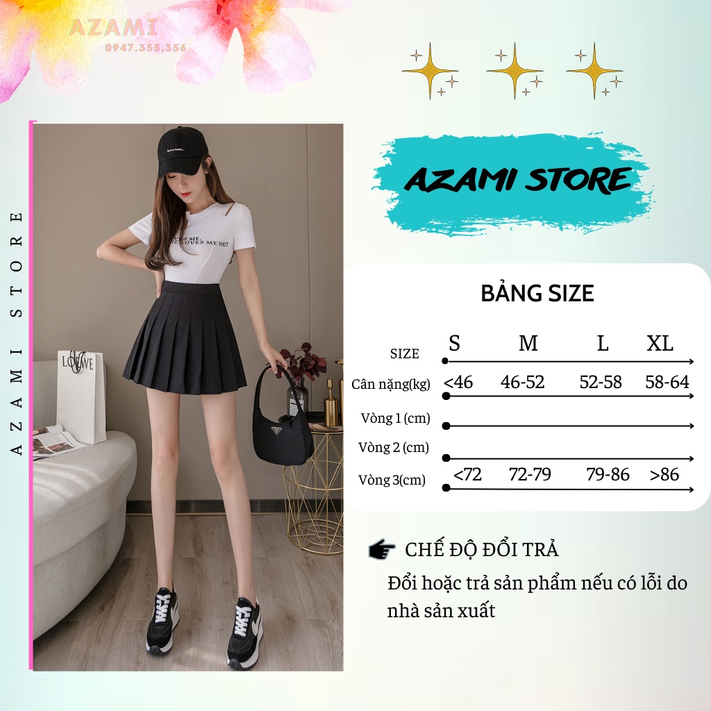 Chân Váy Tennis Xếp Ly Dáng Ngắn Chất Liệu Tuyết Mưa Kiểu Dáng Thời Trang Hottrend Azami Store AZ80