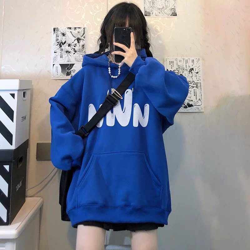 Áo Hoodie nNn Tay Dài Túi Bụng To Nỉ Bông Dày Unisex