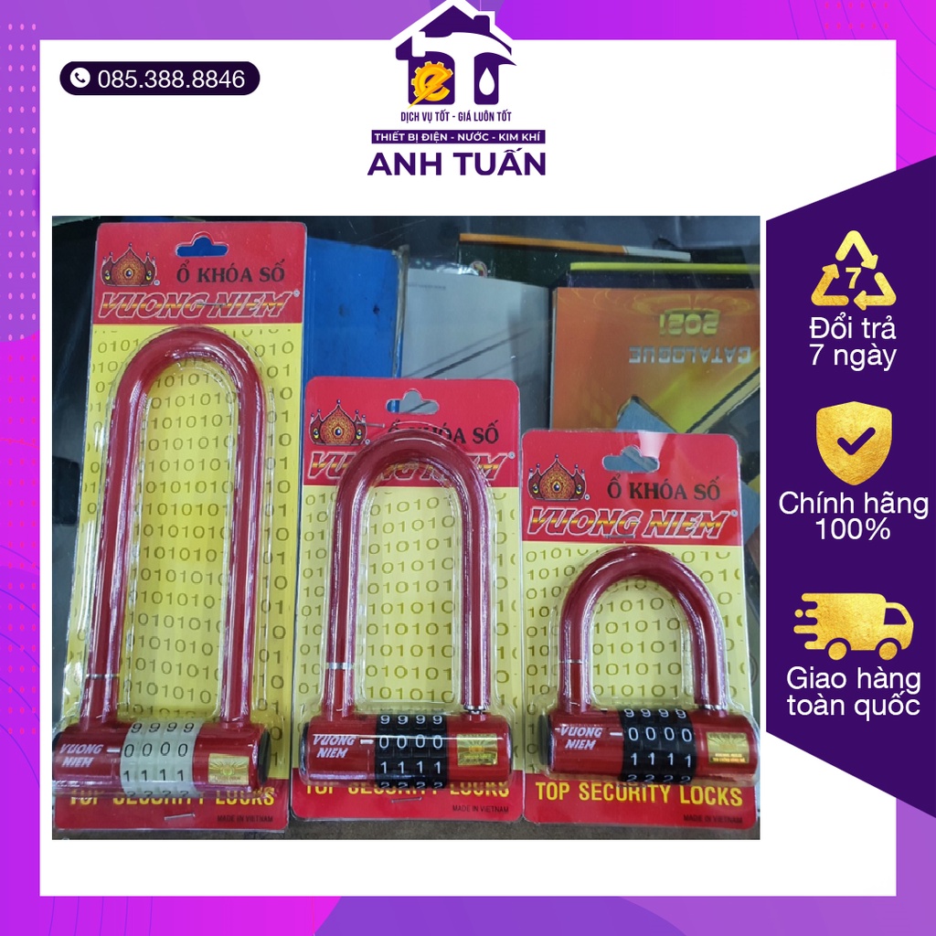 Ổ Khóa Số Chọn VƯƠNG NIỆM Chữ U, Chống Trộm Càng Dài 110mm 4 Số Thay Đổi Mật Khẩu Tùy Ý - Anh Tuấn