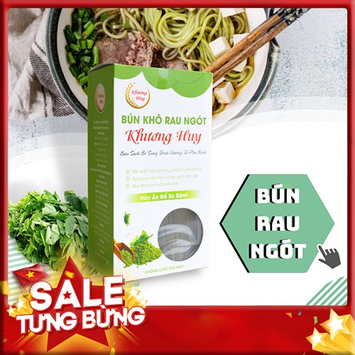 Bún Khô Rau Ngót Khương Huy - Bún Gạo Rau Ngót - Chỉ 3 Phút Nấu Không Cần Ngâm  - Bún Sạch Khương Huy Hộp 300g